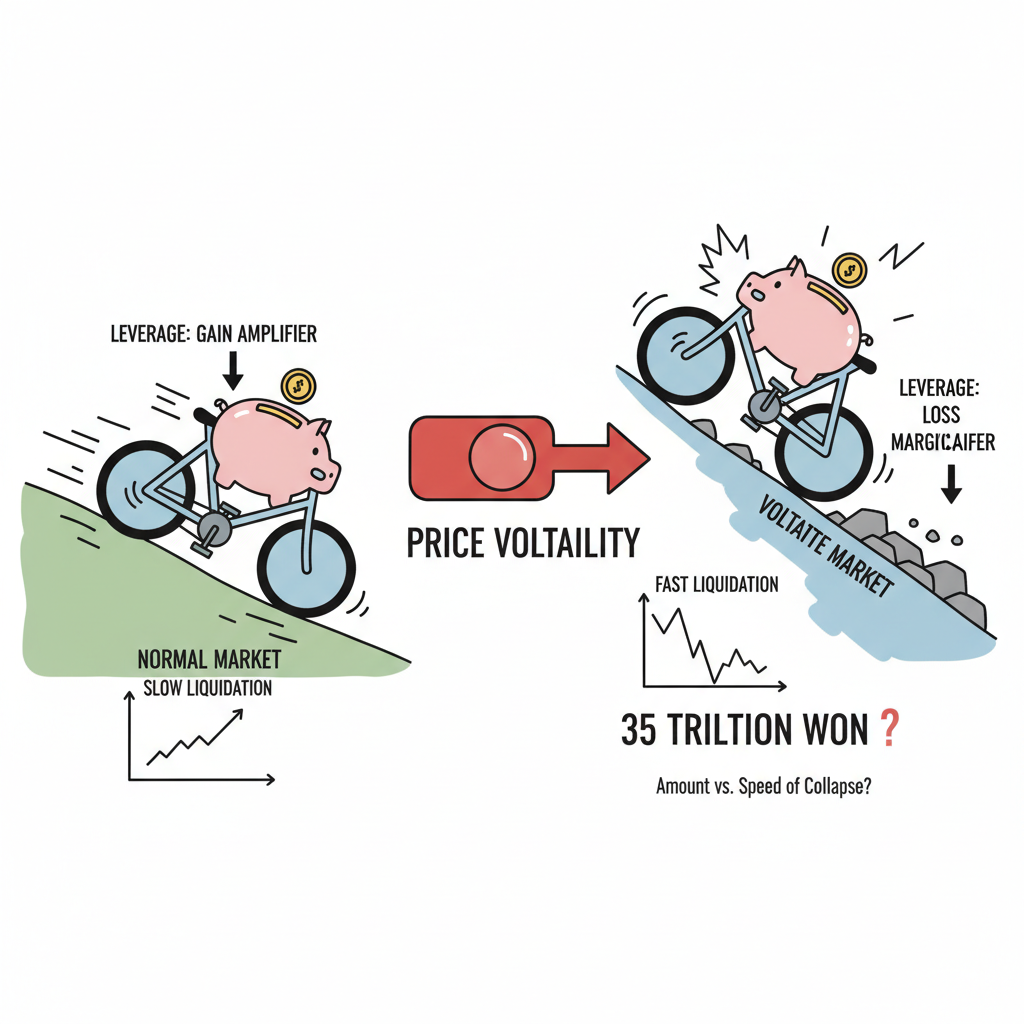 35조 헤드라인보다 더 무서운 것: 빚투 시장은 ‘금액’이 아니라 ‘청산 속도’로 무너진다