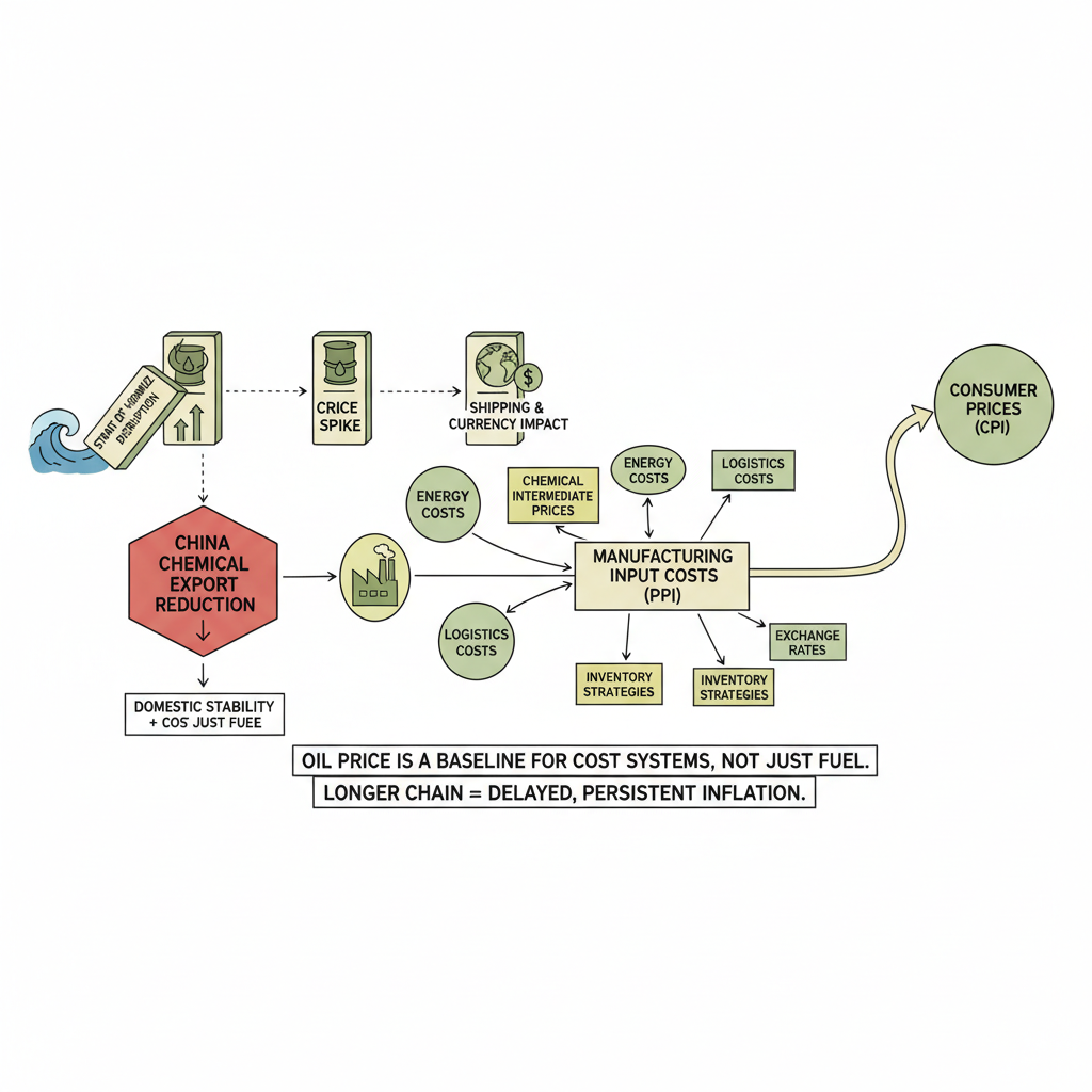 호르무즈 쇼크가 ‘유가’에서 끝나지 않는 이유: 중국 화학 수출 축소가 인플레이션 2차 파동을 만든다