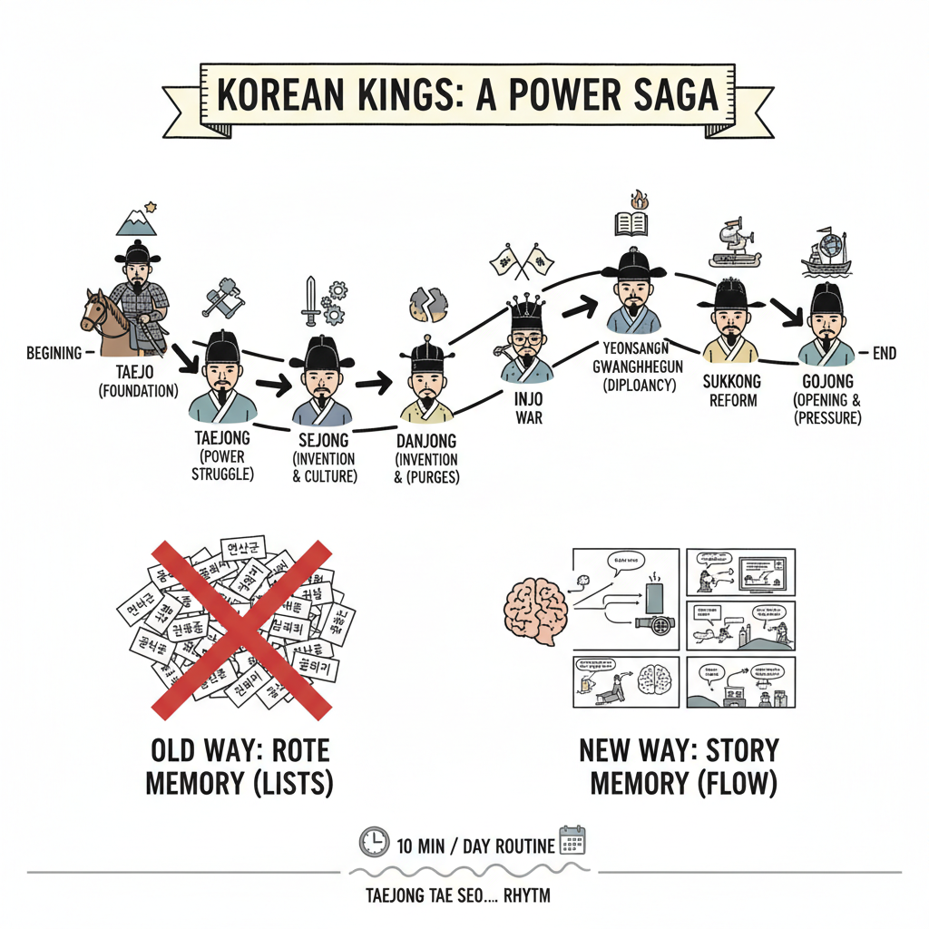 조선 왕 이름은 명단이 아니라 드라마다: 사건으로 웃고 흐름으로 외우는 기억법