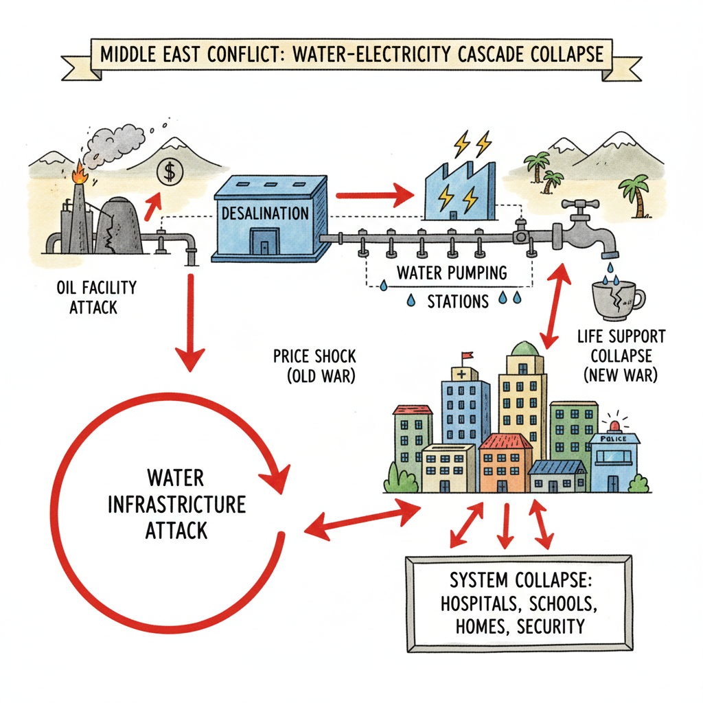 석유 전쟁의 2막은 수도꼭지에서 열린다: 중동 분쟁의 진짜 리스크는 물-전력 연쇄붕괴다