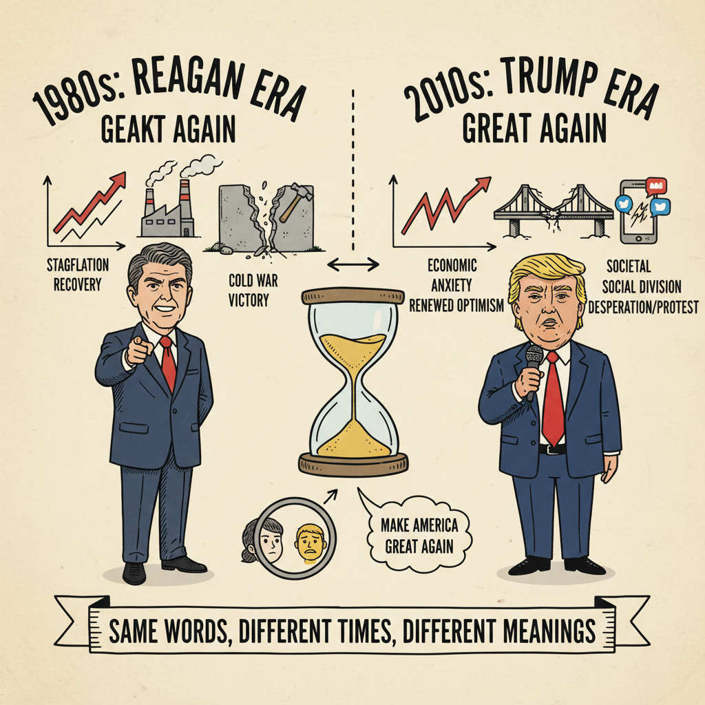 ‘미국을 다시 위대하게’, 같은 구호지만 시대마다 다른 울림