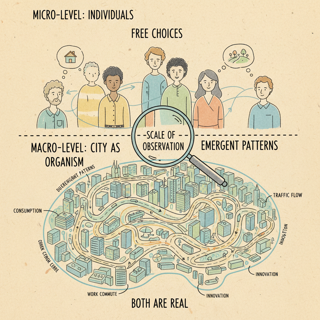 도시는 왜 거대한 생물처럼 움직이는가: 개인의 선택이 집단 패턴으로 굳는 방식